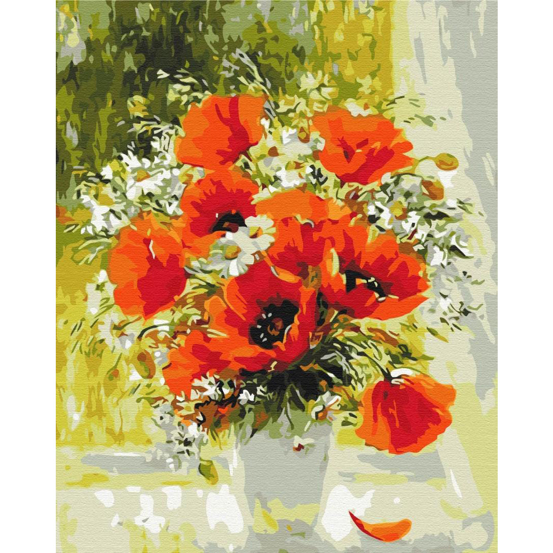 Wild Poppies Bouquet Floral Paint by Numbers