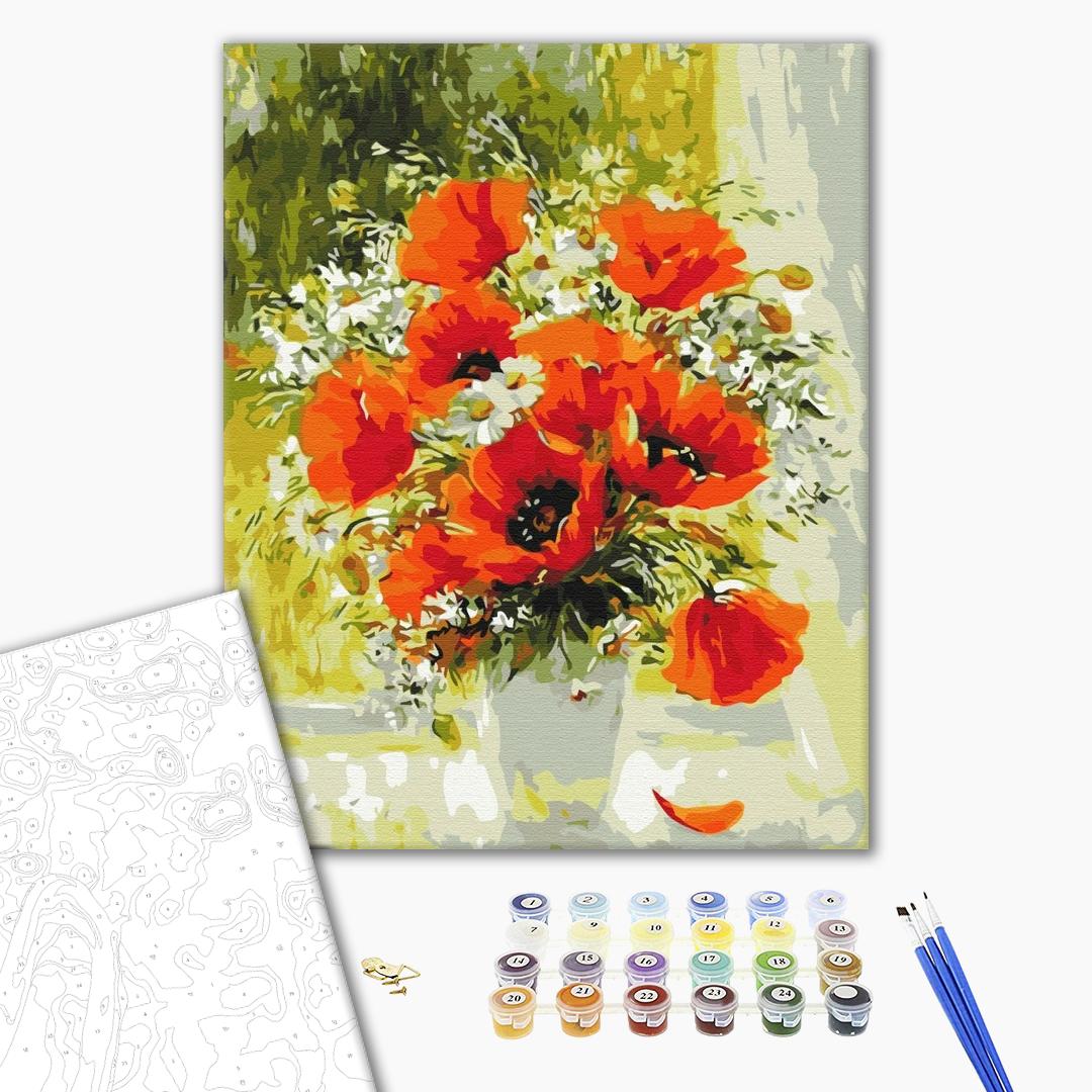 Wild Poppies Bouquet Floral Paint by Numbers