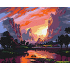 Sunset Mountain Landscape Paint by Numbers Kit