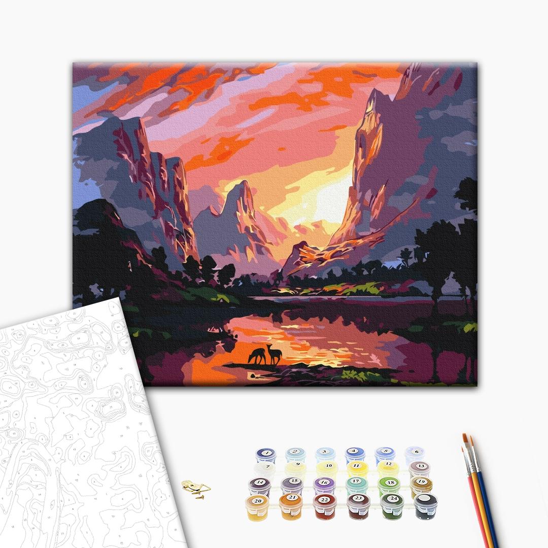 Sunset Mountain Landscape Paint by Numbers Kit