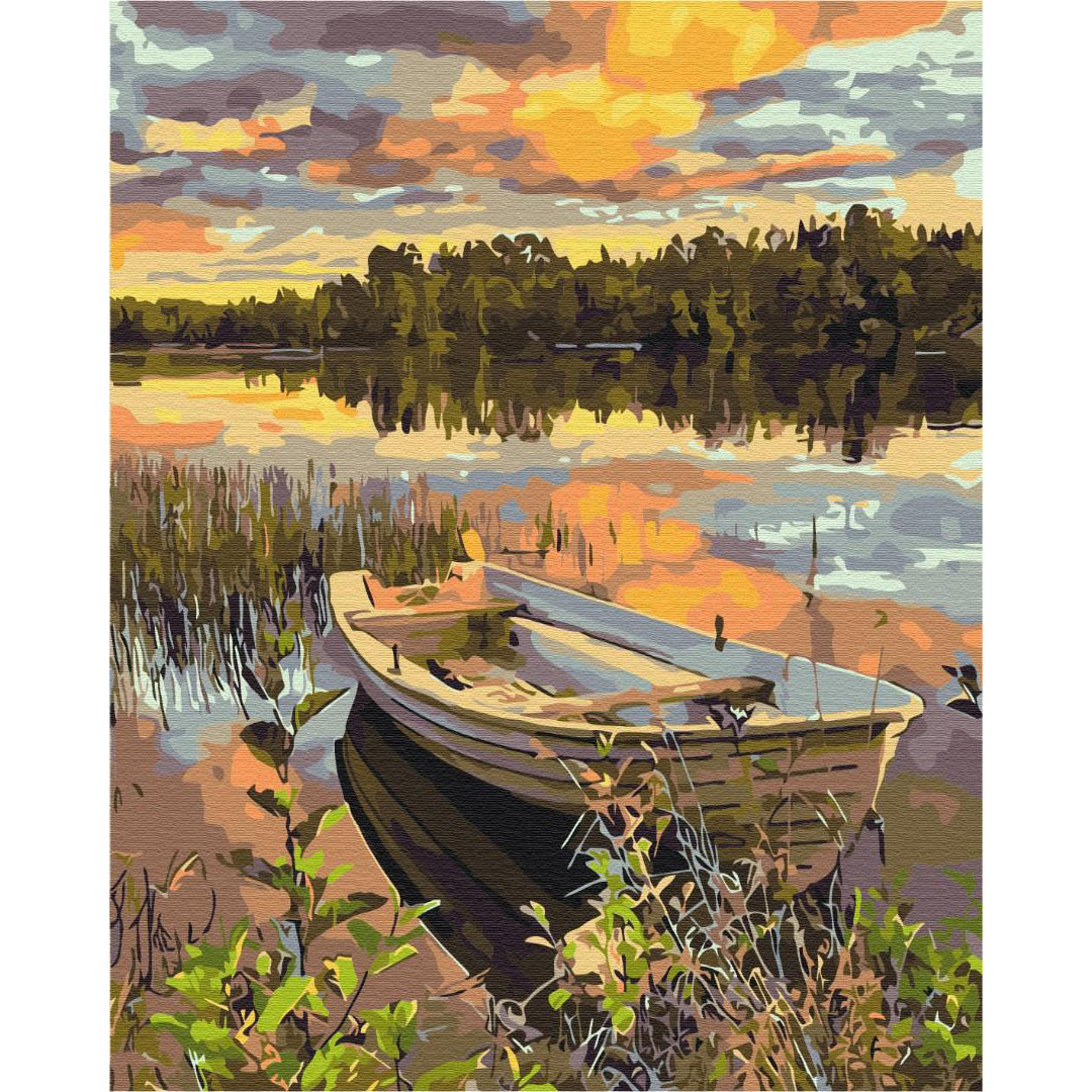 Waiting Boat Forest Landscape Paint by Numbers Kit