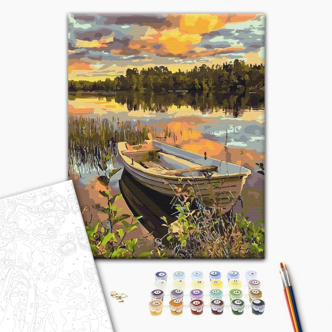 Waiting Boat Forest Landscape Paint by Numbers Kit