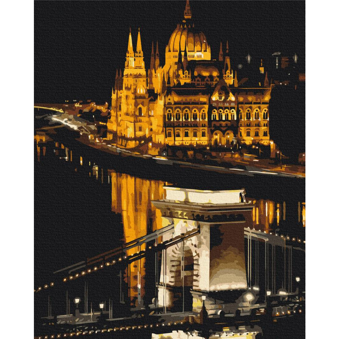 Budapest Night River Cityscape Paint by Numbers Kit
