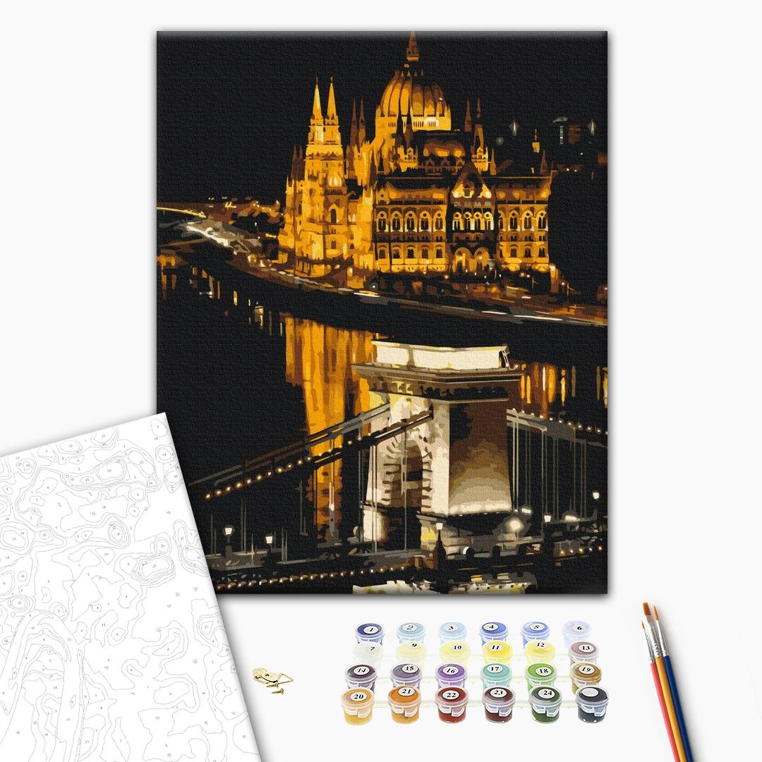 Budapest Night River Cityscape Paint by Numbers Kit