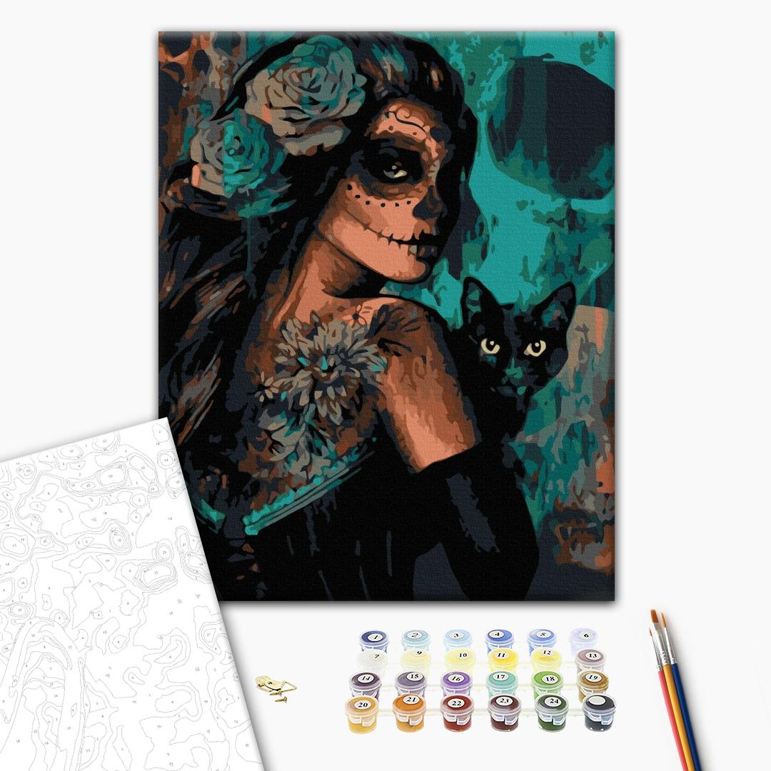 Halloween Cats and Women Paint by Numbers Kit