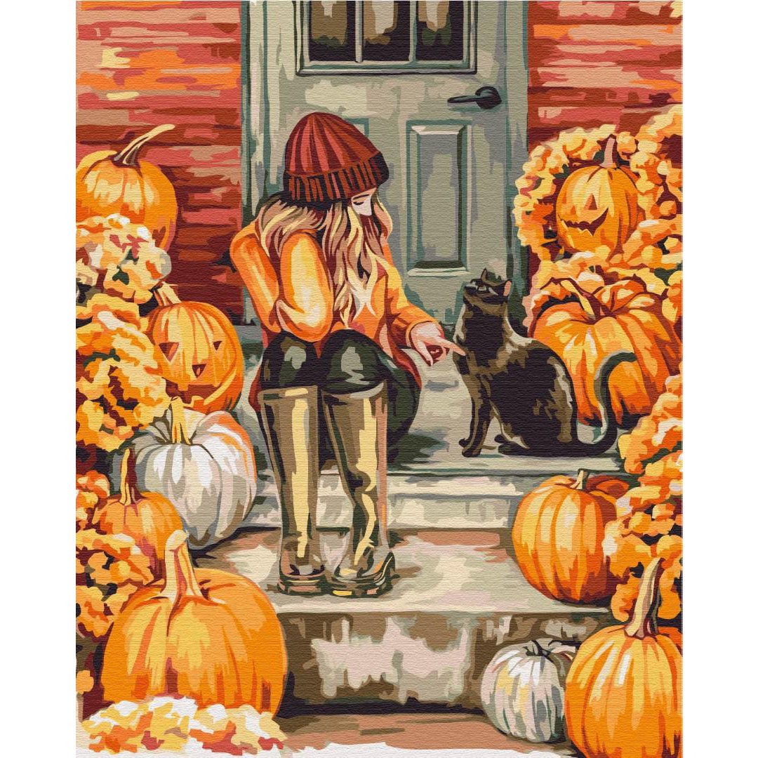 Autumn Cats and Women Paint by Numbers Kit