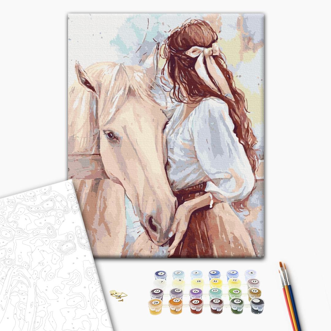 Girl with a Horse Multicolor Paint by Numbers Kit