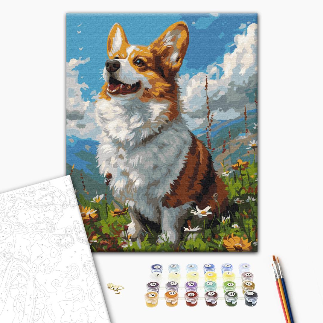 Sunny Corgi Dog Paint by Numbers Kit