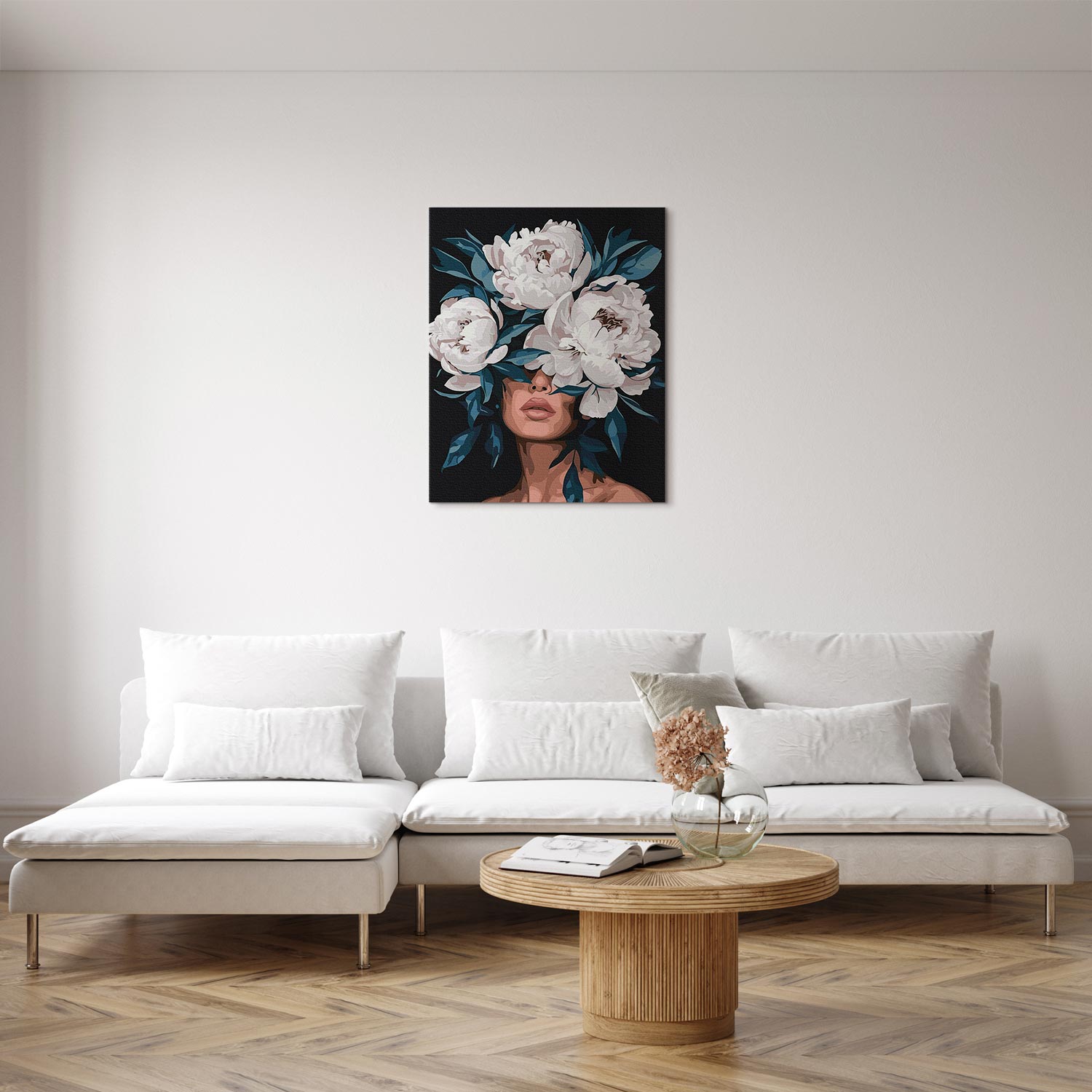 White Peonies Floral Paint by Numbers Kit