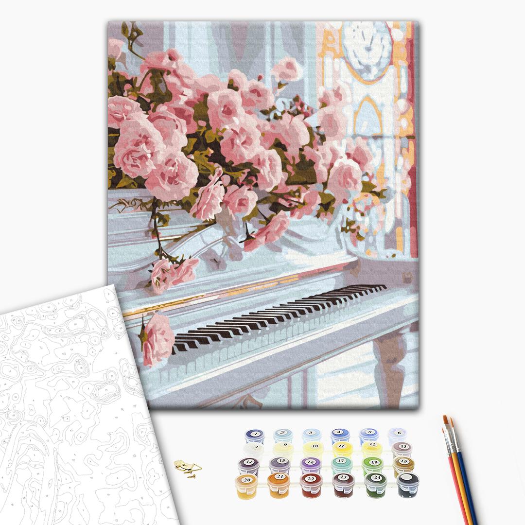 Romantic Piano Floral Paint by Numbers Kit