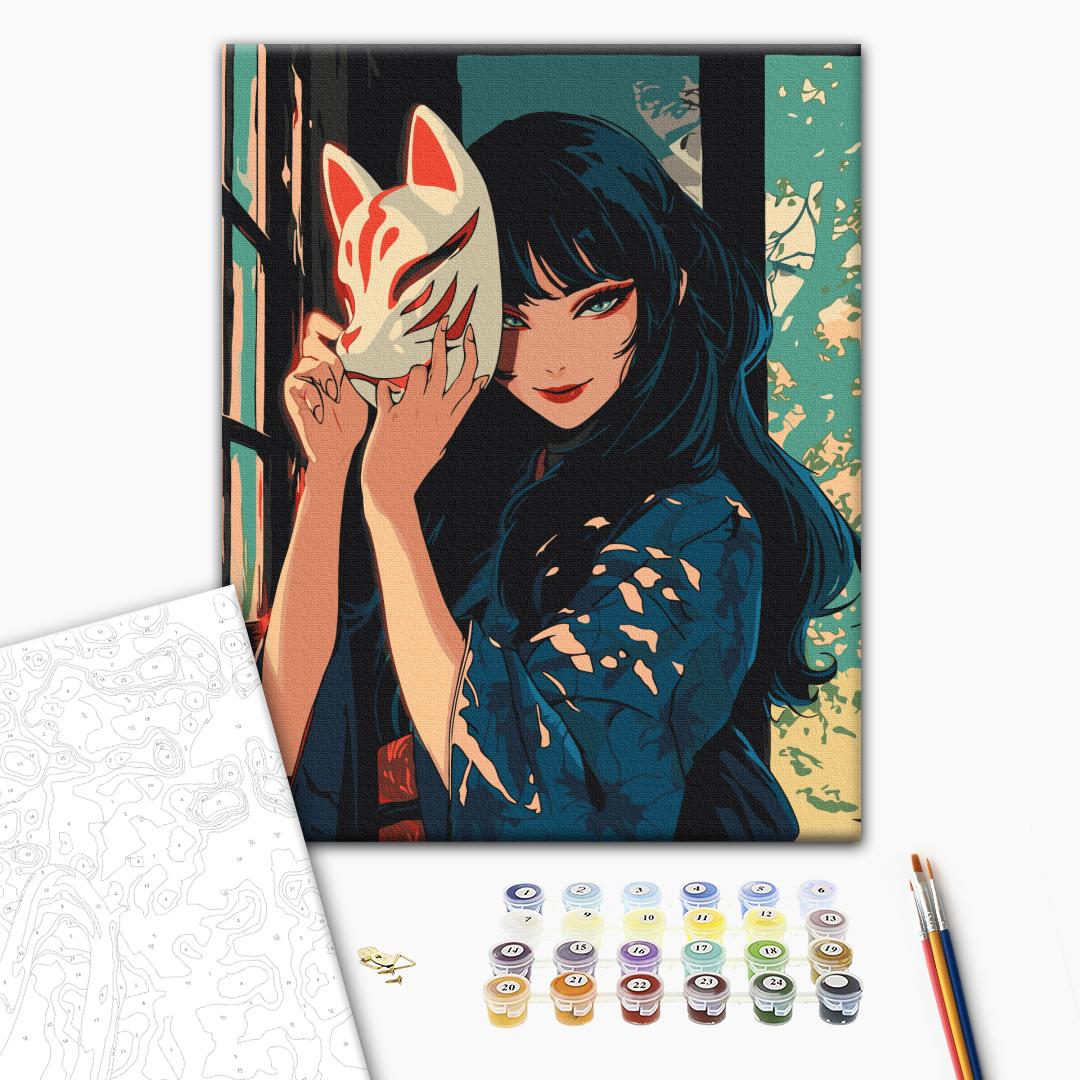 Kitsune Mask Japanese Paint by Numbers Kit