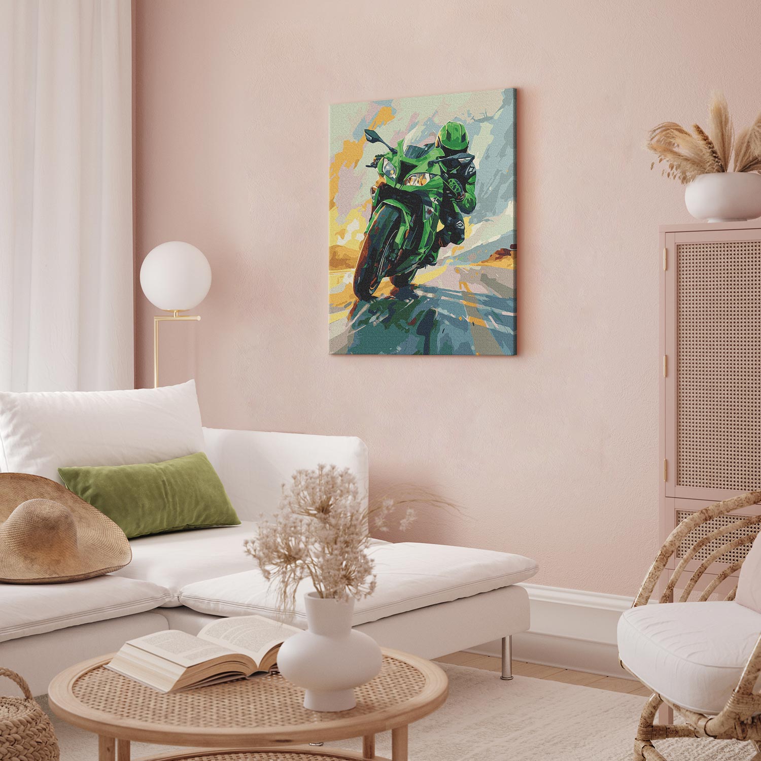 Green Motorbike Full Speed Paint by Numbers Kit