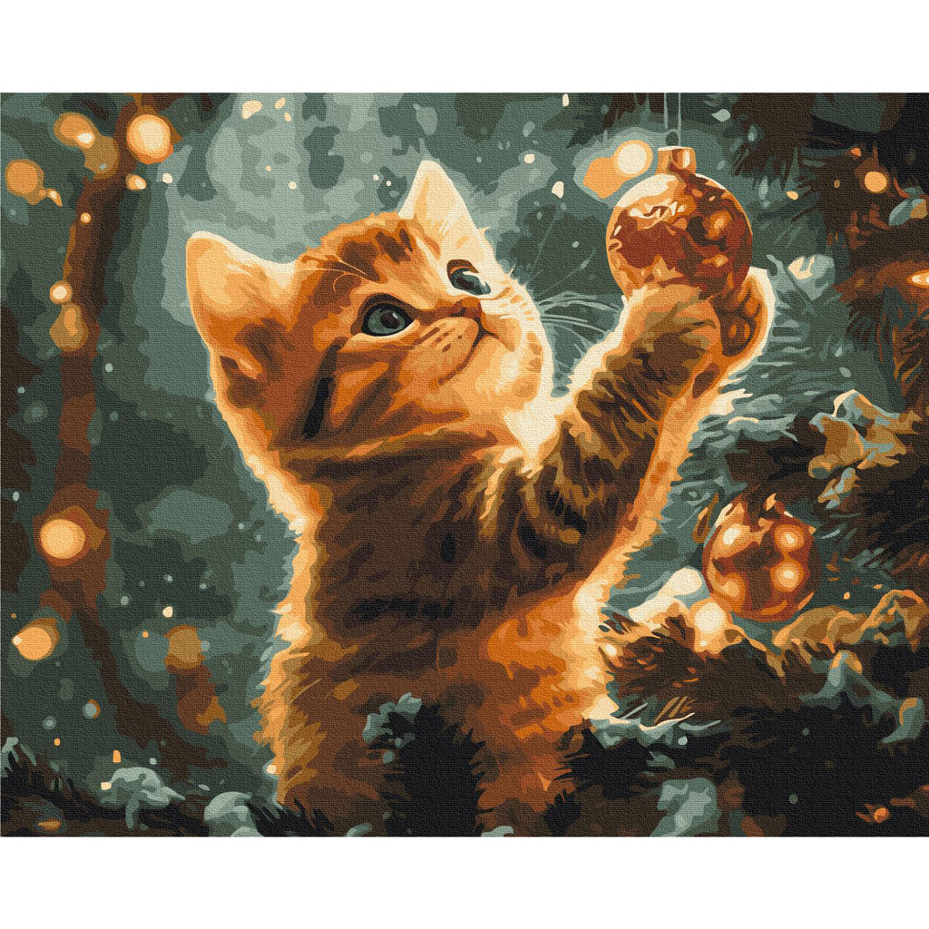 Christmas Kitten Animals Paint by Numbers Kit