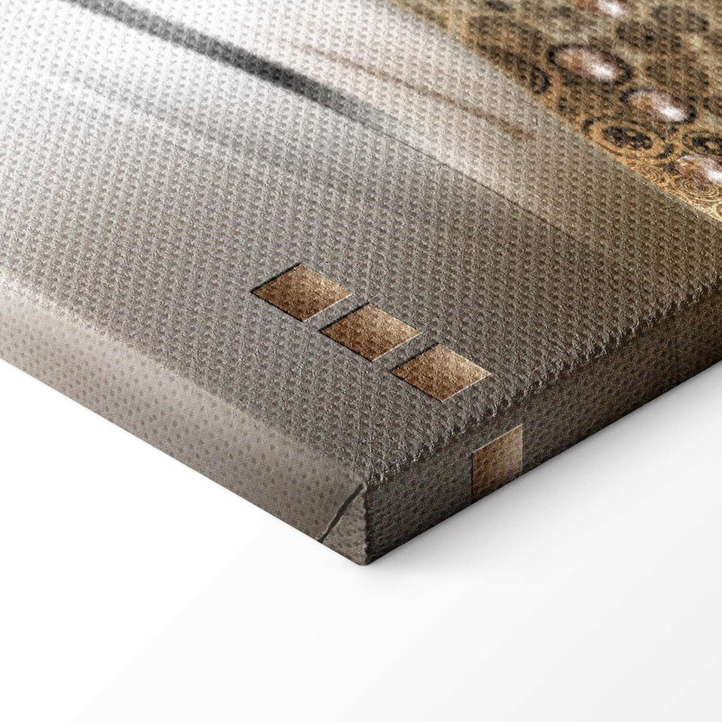 Golden Geometric Stripes Abstract Canvas Print