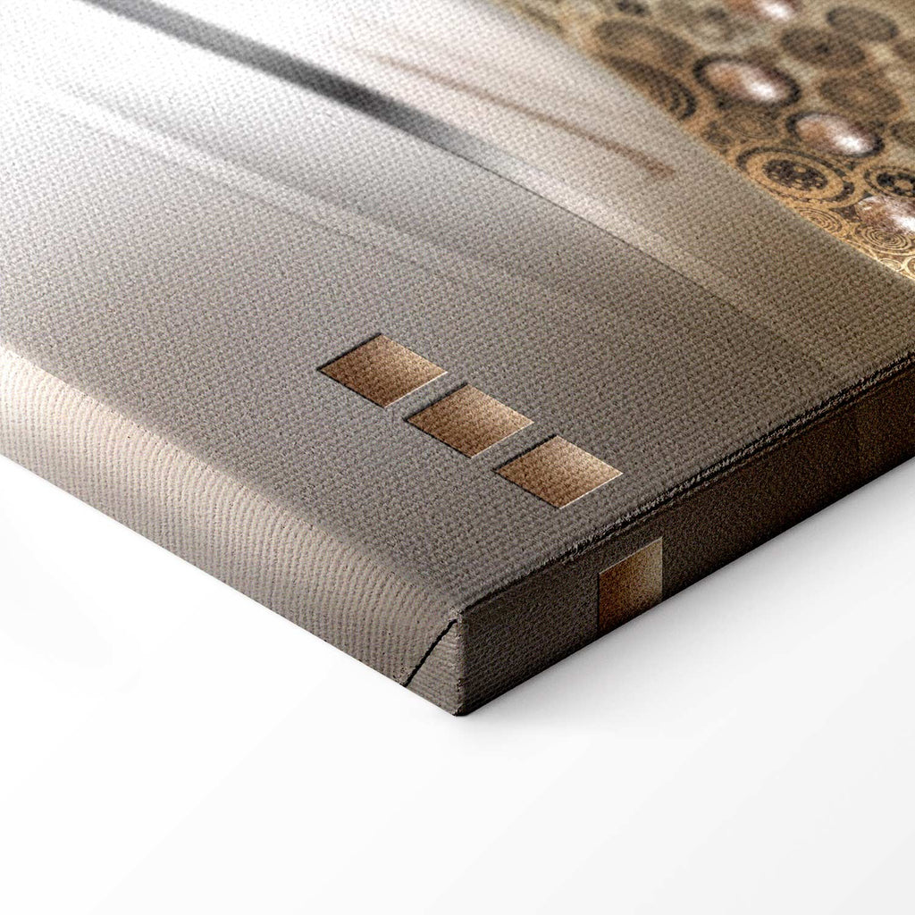 Golden Geometric Stripes Abstract Canvas Print