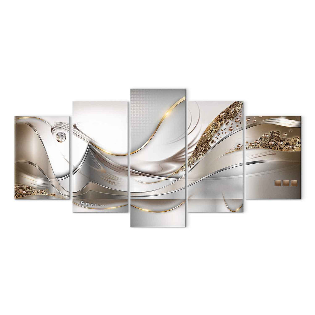 Golden Geometric Stripes Abstract Canvas Print