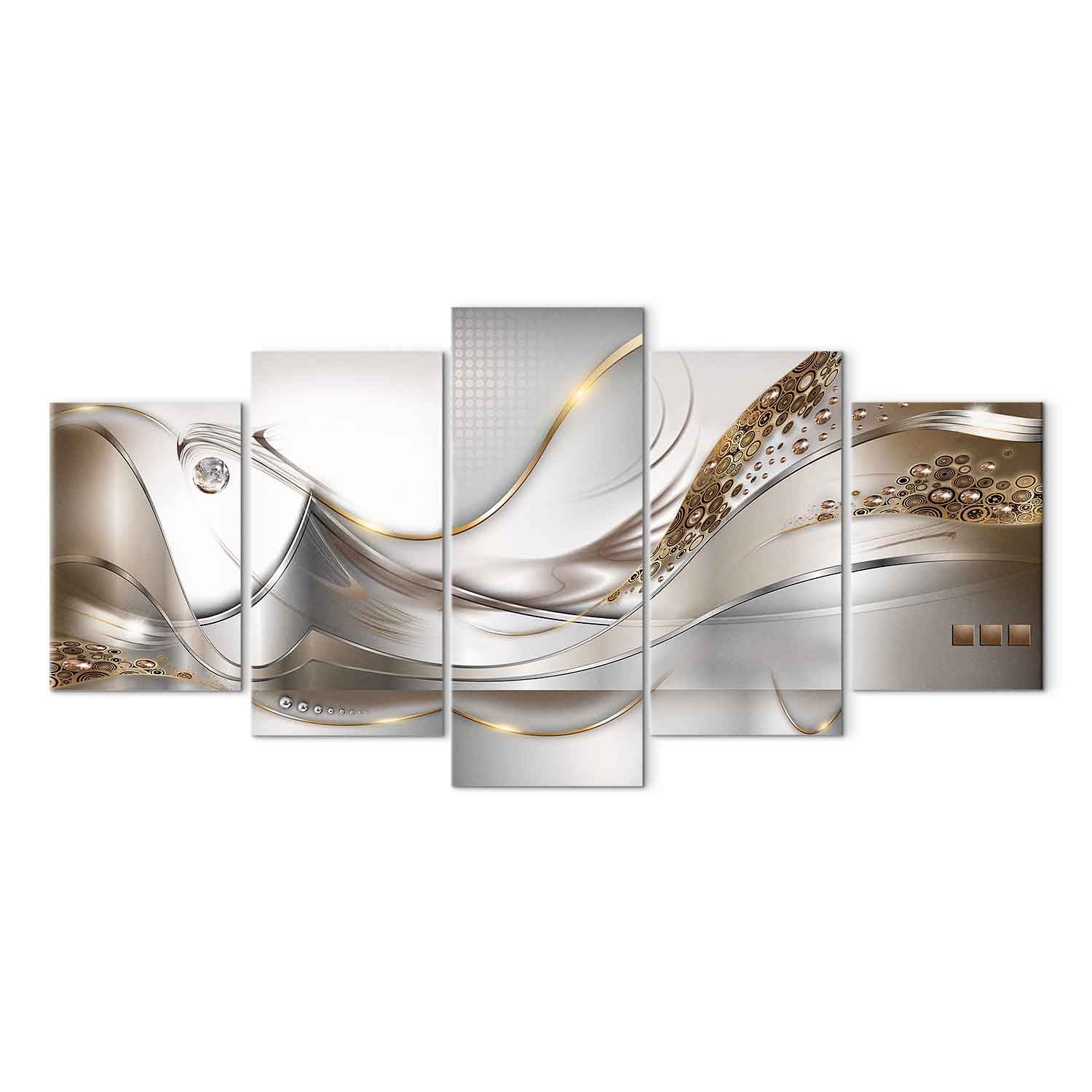 Golden Geometric Stripes Abstract Canvas Print