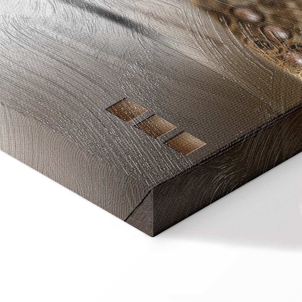 Golden Geometric Stripes Abstract Canvas Print