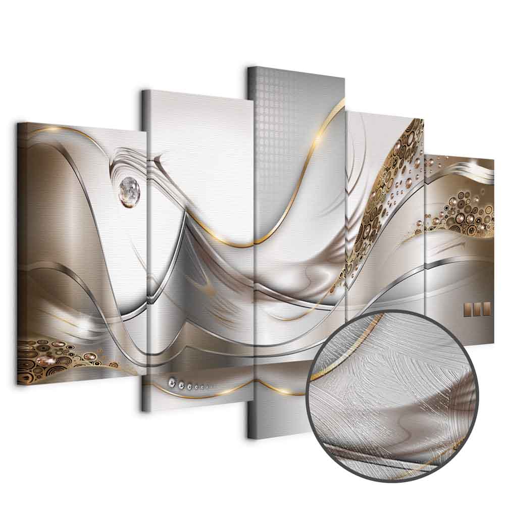 Golden Geometric Stripes Abstract Canvas Print