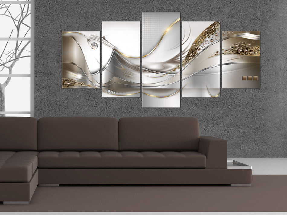 Golden Geometric Stripes Acrylic Print