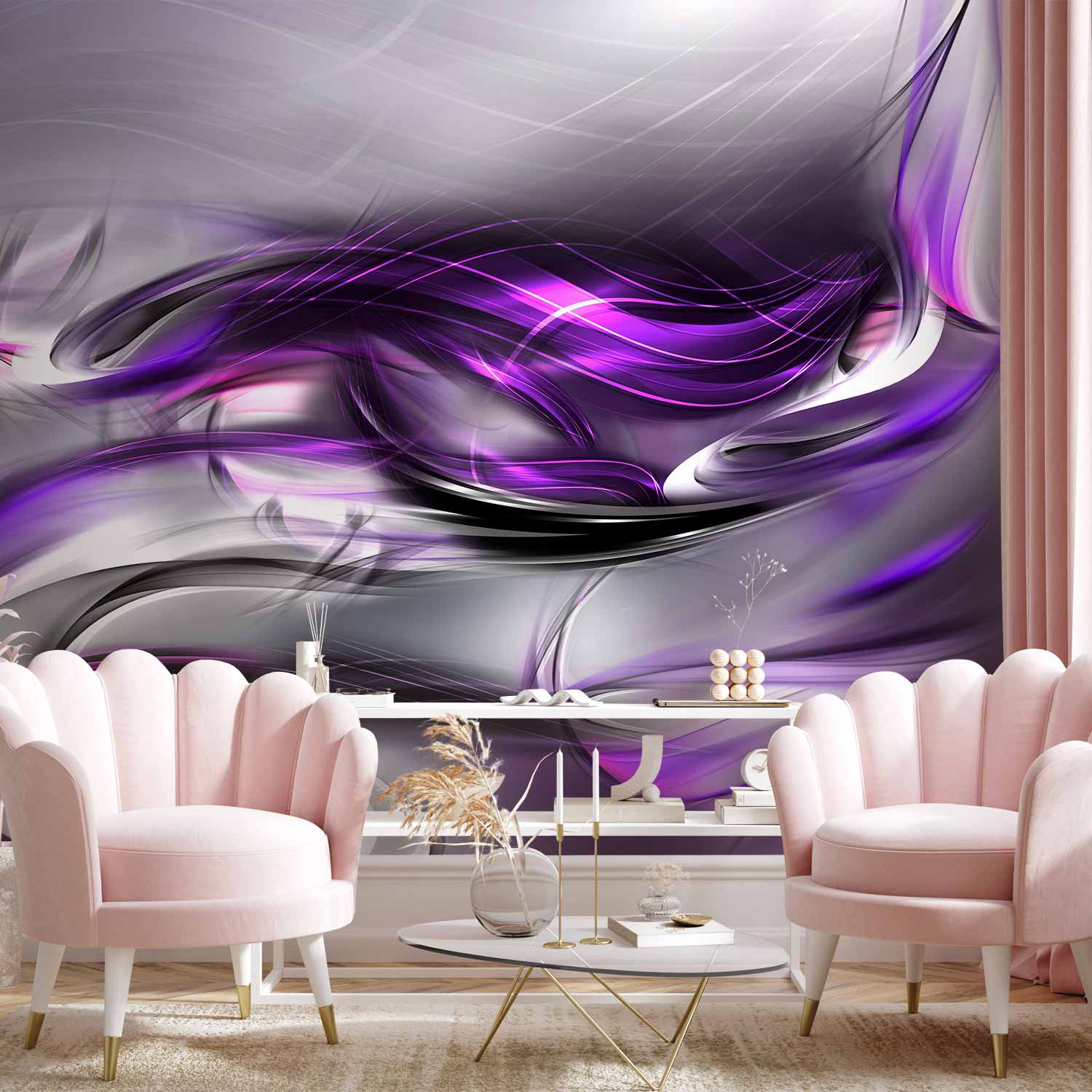 Abstract Purple Swirl Modern Wall Mural