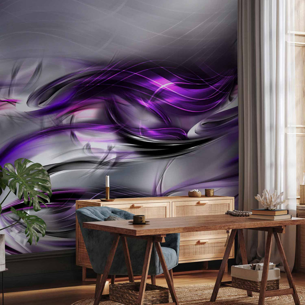 Abstract Purple Swirl Modern Wall Mural