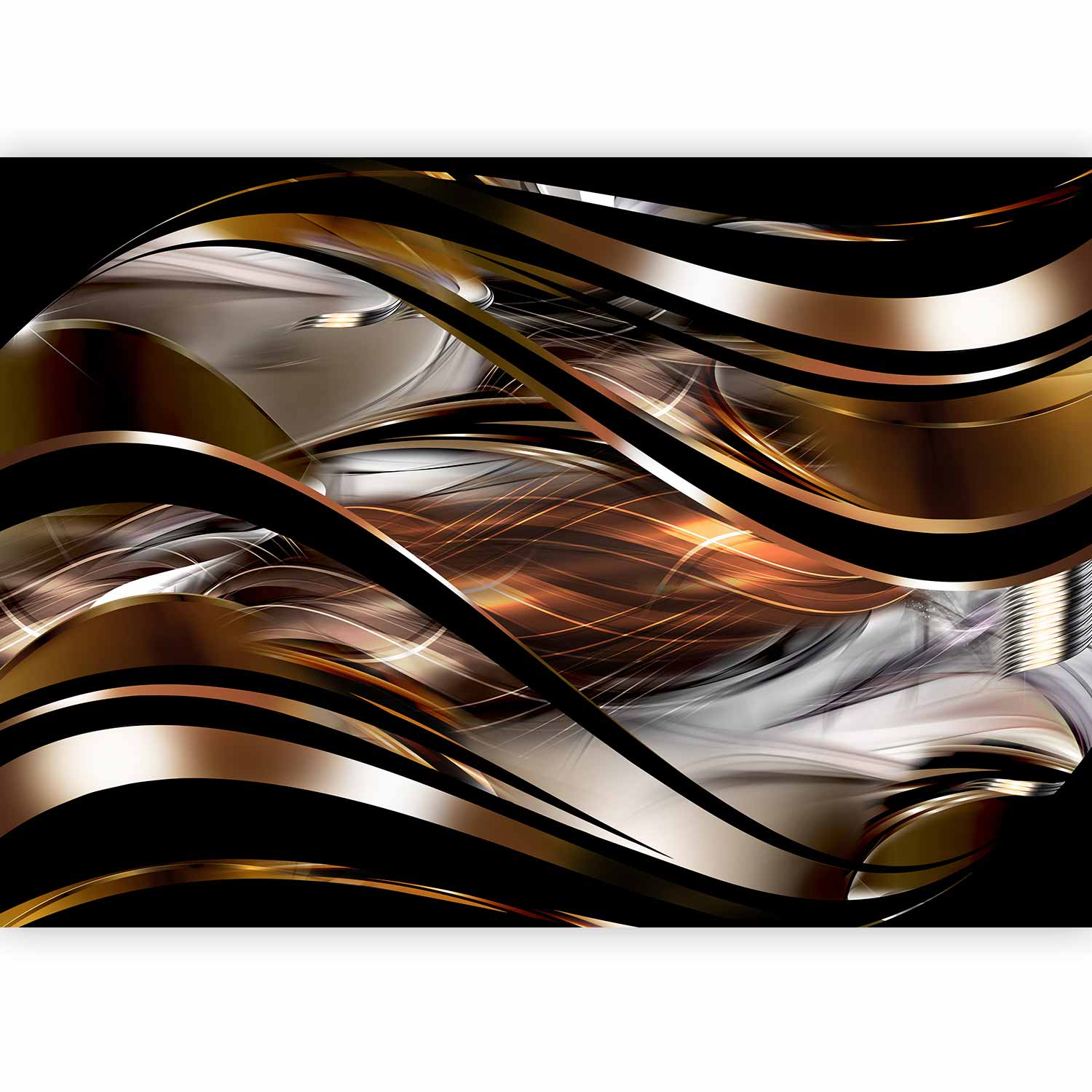 Amber Abstract Waves Wall Mural