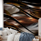 Amber Abstract Waves Wall Mural
