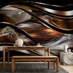Amber Abstract Waves Wall Mural