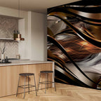 Amber Abstract Waves Wall Mural
