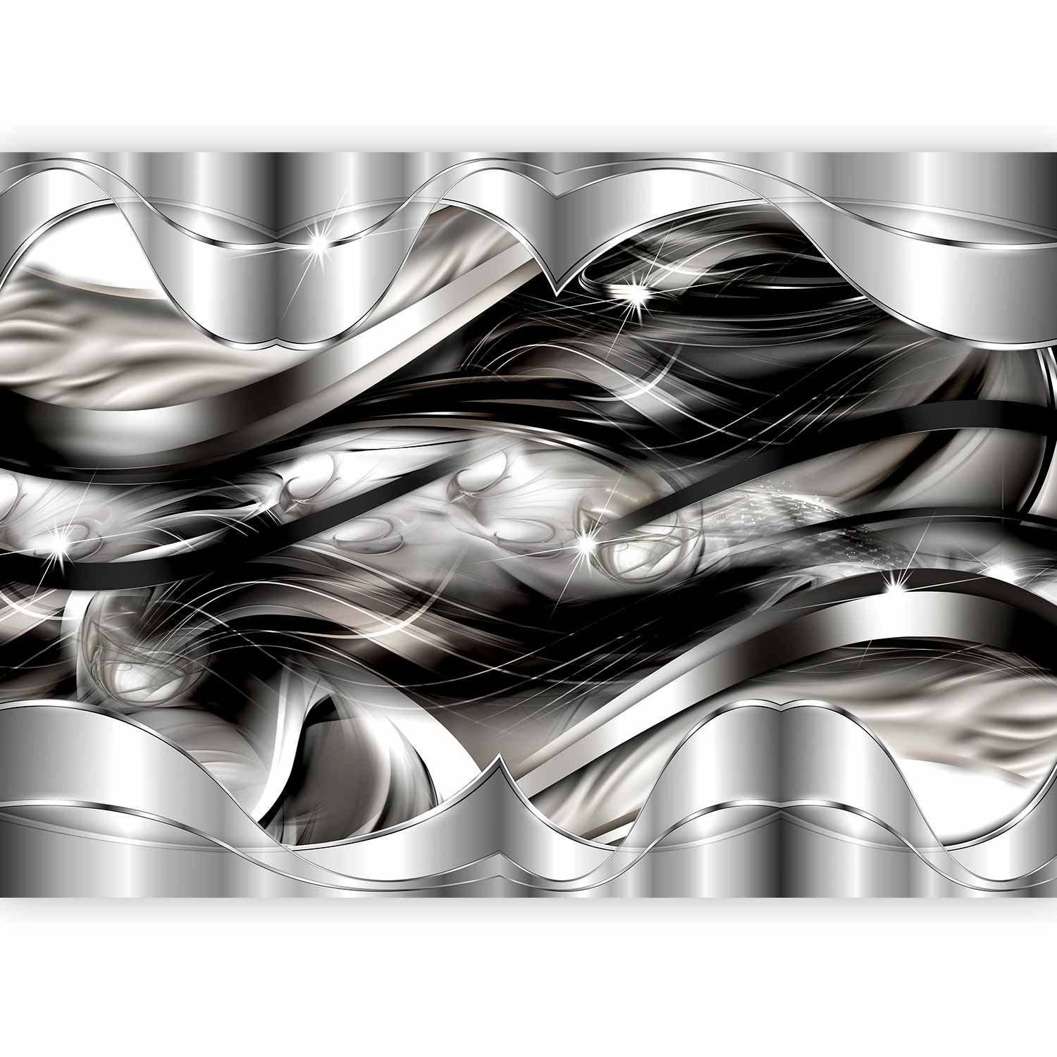 Platinum Fog Abstract Waves Wall Mural