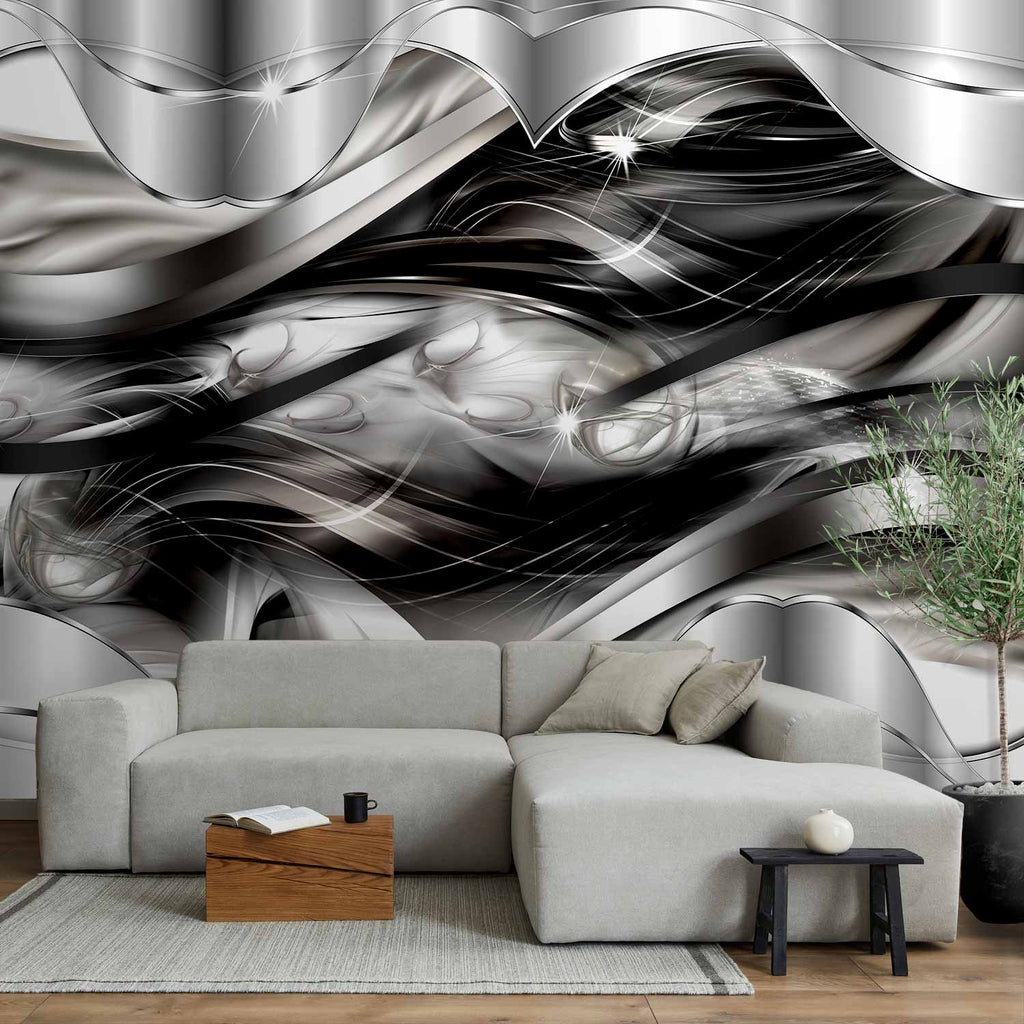 Platinum Fog Abstract Waves Wall Mural