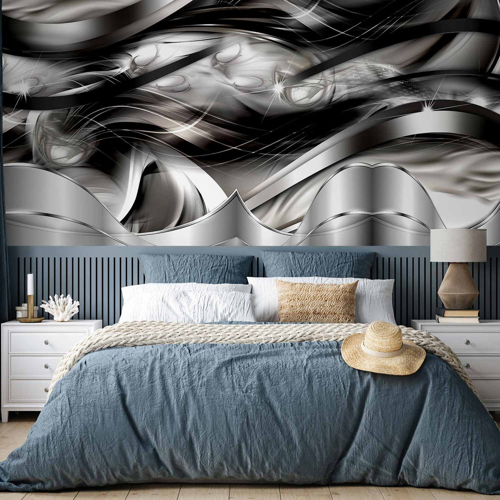 Platinum Fog Abstract Waves Wall Mural