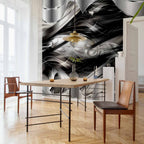 Platinum Fog Abstract Waves Wall Mural