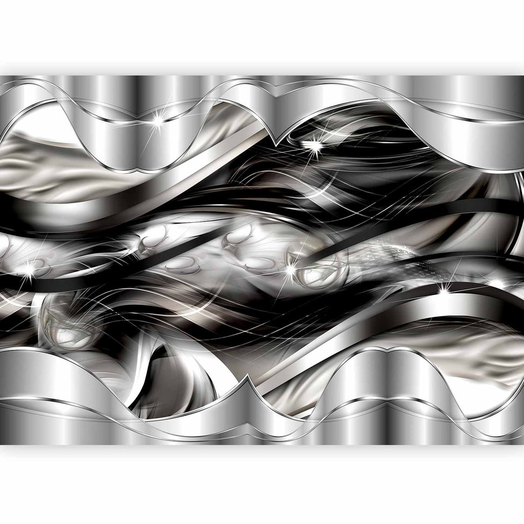 Platinum Fog Abstract Waves Wall Mural