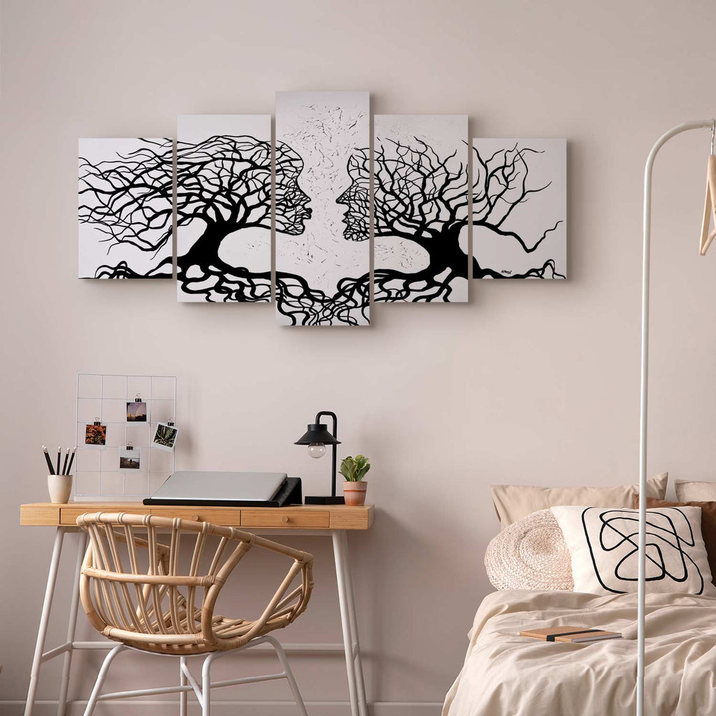 Romantic Abstract Couple Trees Canvas Print