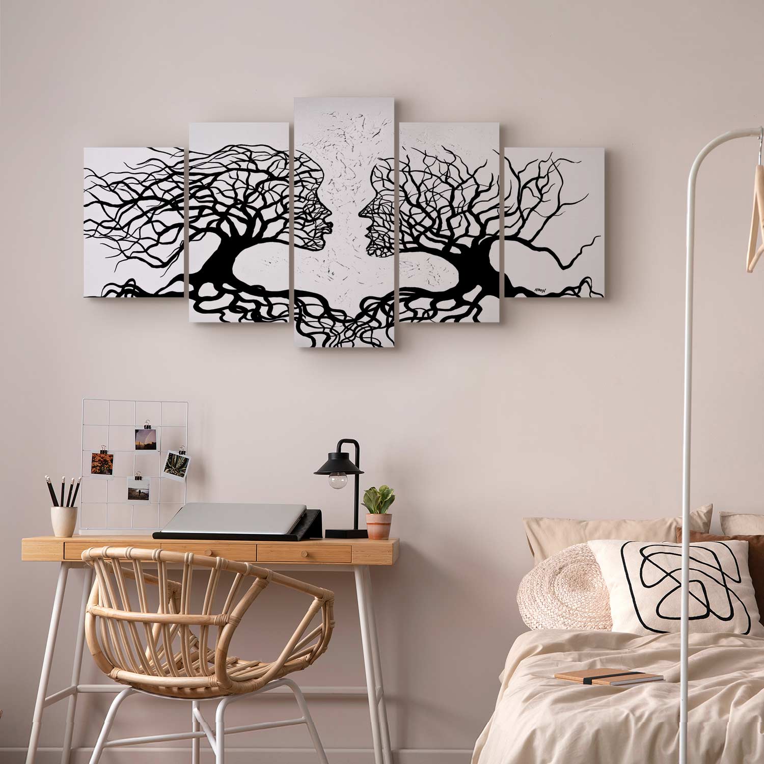Romantic Abstract Couple Trees Canvas Print