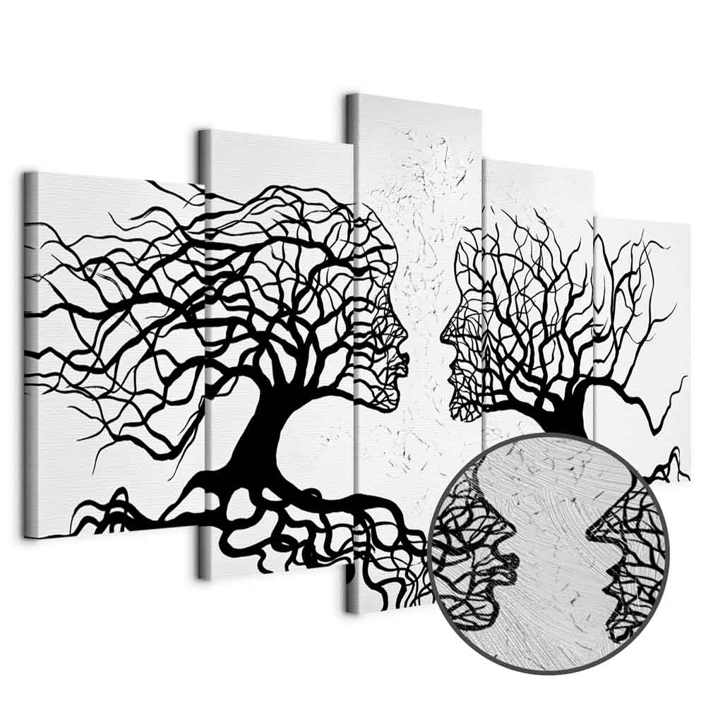 Romantic Abstract Couple Trees Canvas Print