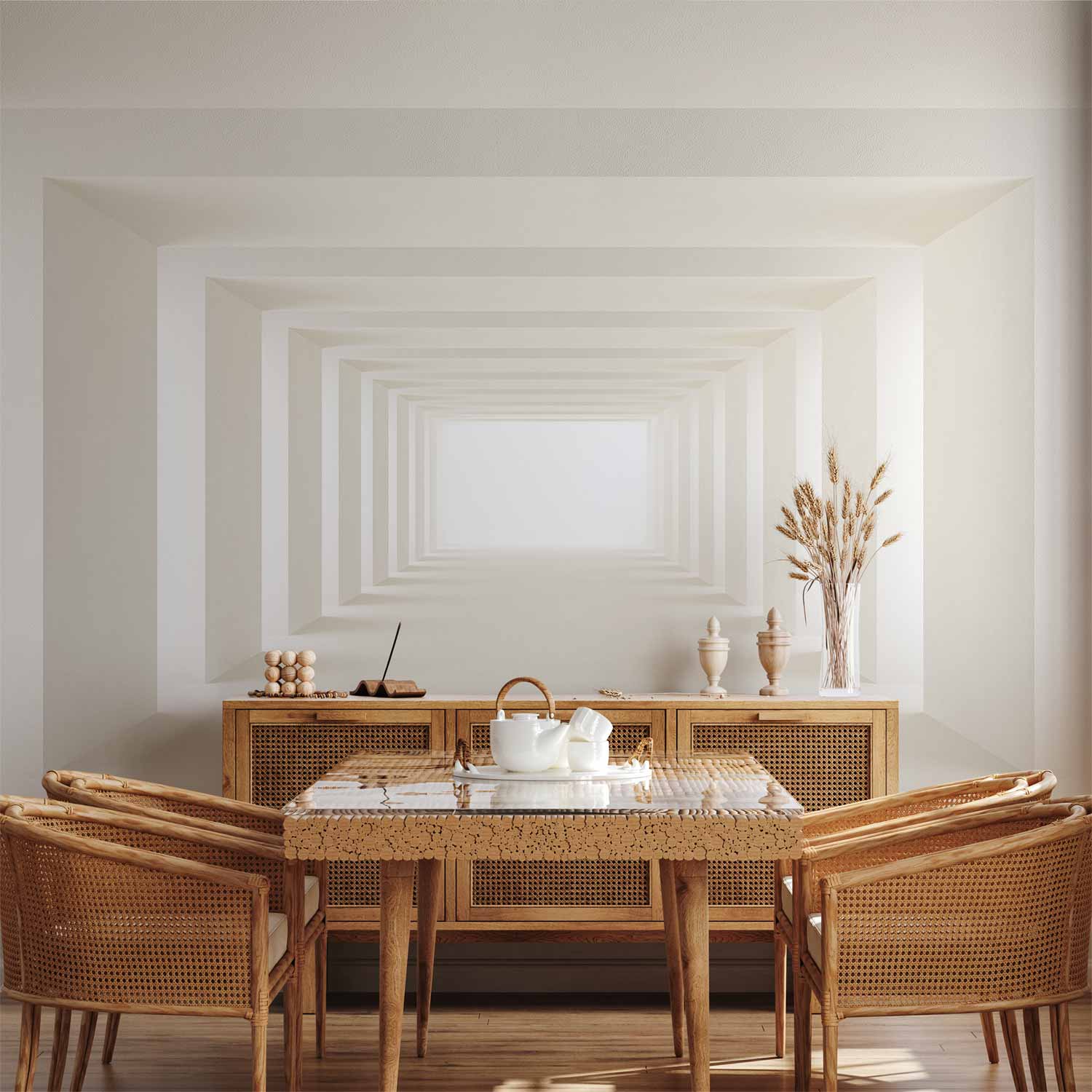 3D Geometric Corridor Abstract Wall Mural