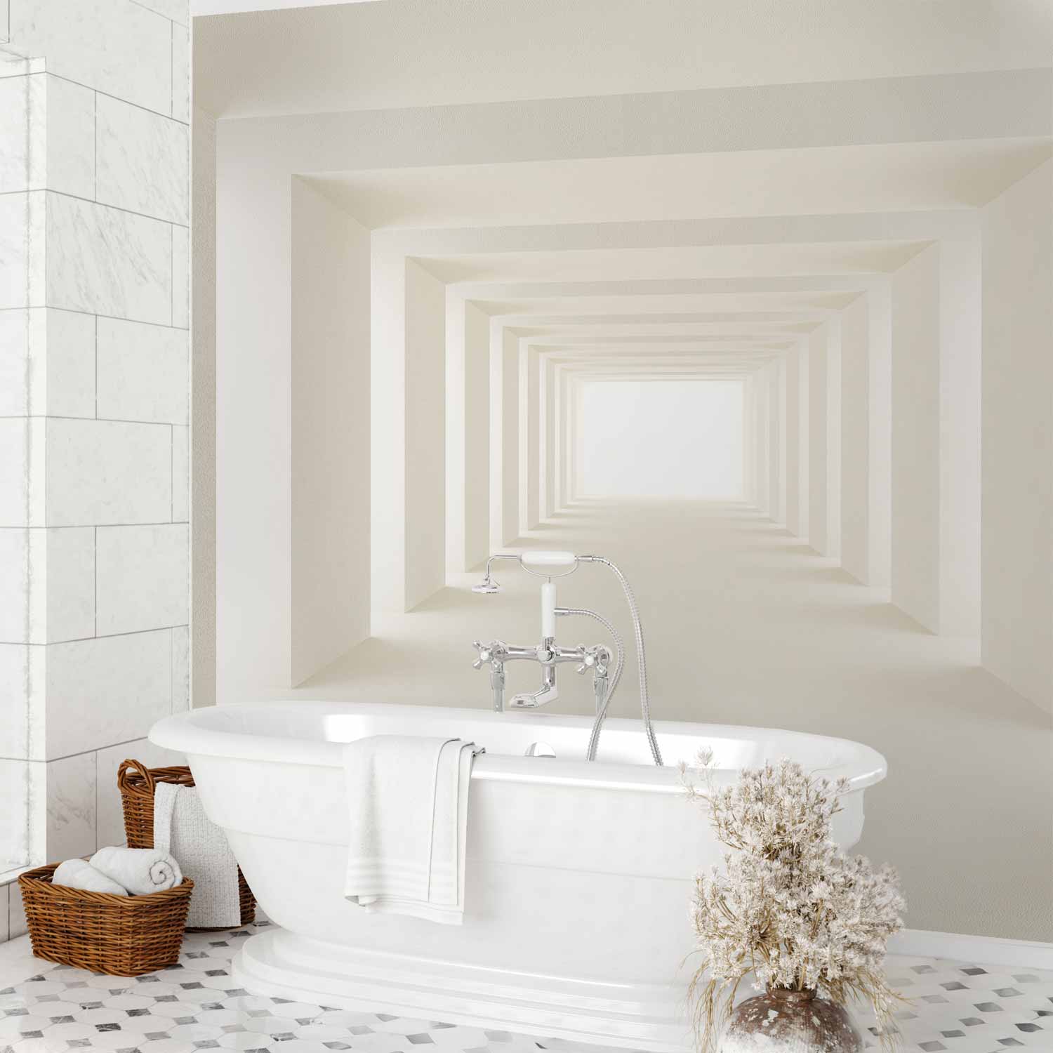 3D Geometric Corridor Abstract Wall Mural