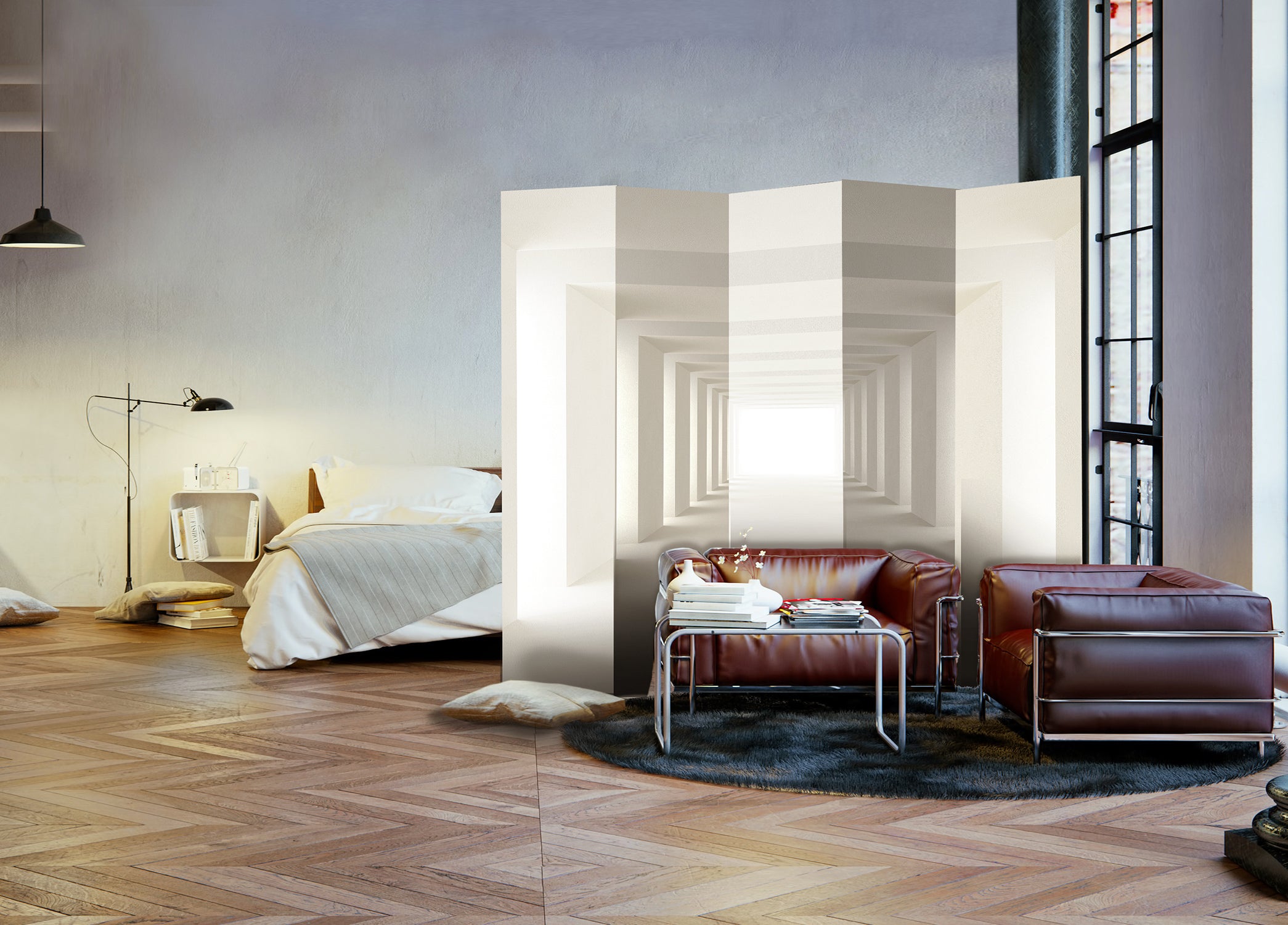 3D Geometric Corridor Modern Room Divider