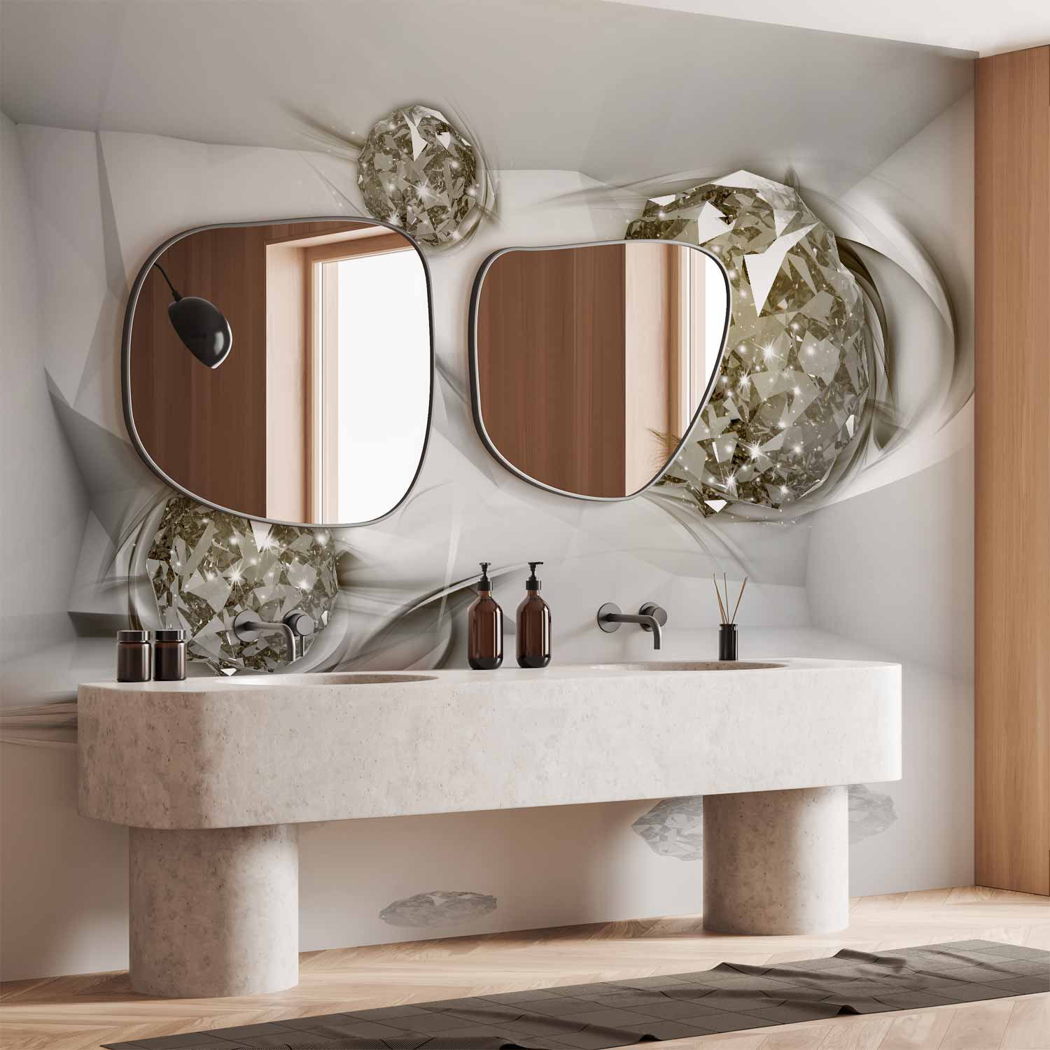 Abstract Diamond Geometric 3D Wall Mural