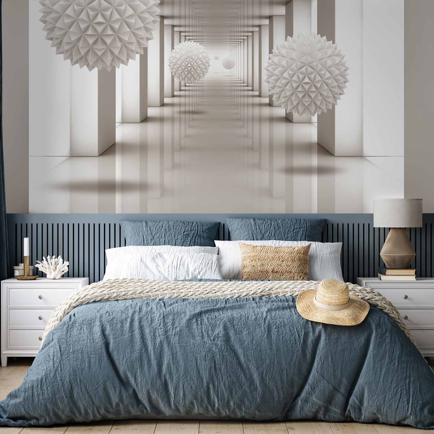 3D Geometric Corridor Sci-fi Wall Mural