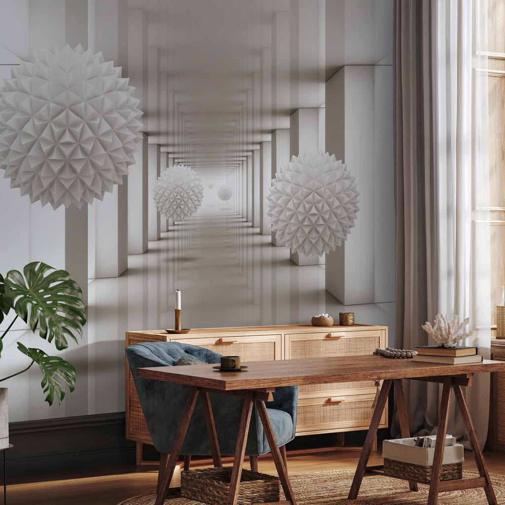 3D Geometric Corridor Sci-fi Wall Mural