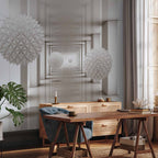 3D Geometric Corridor Sci-fi Wall Mural