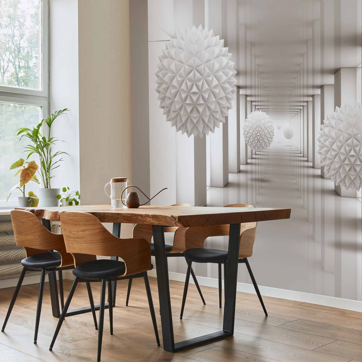 3D Geometric Corridor Sci-fi Wall Mural