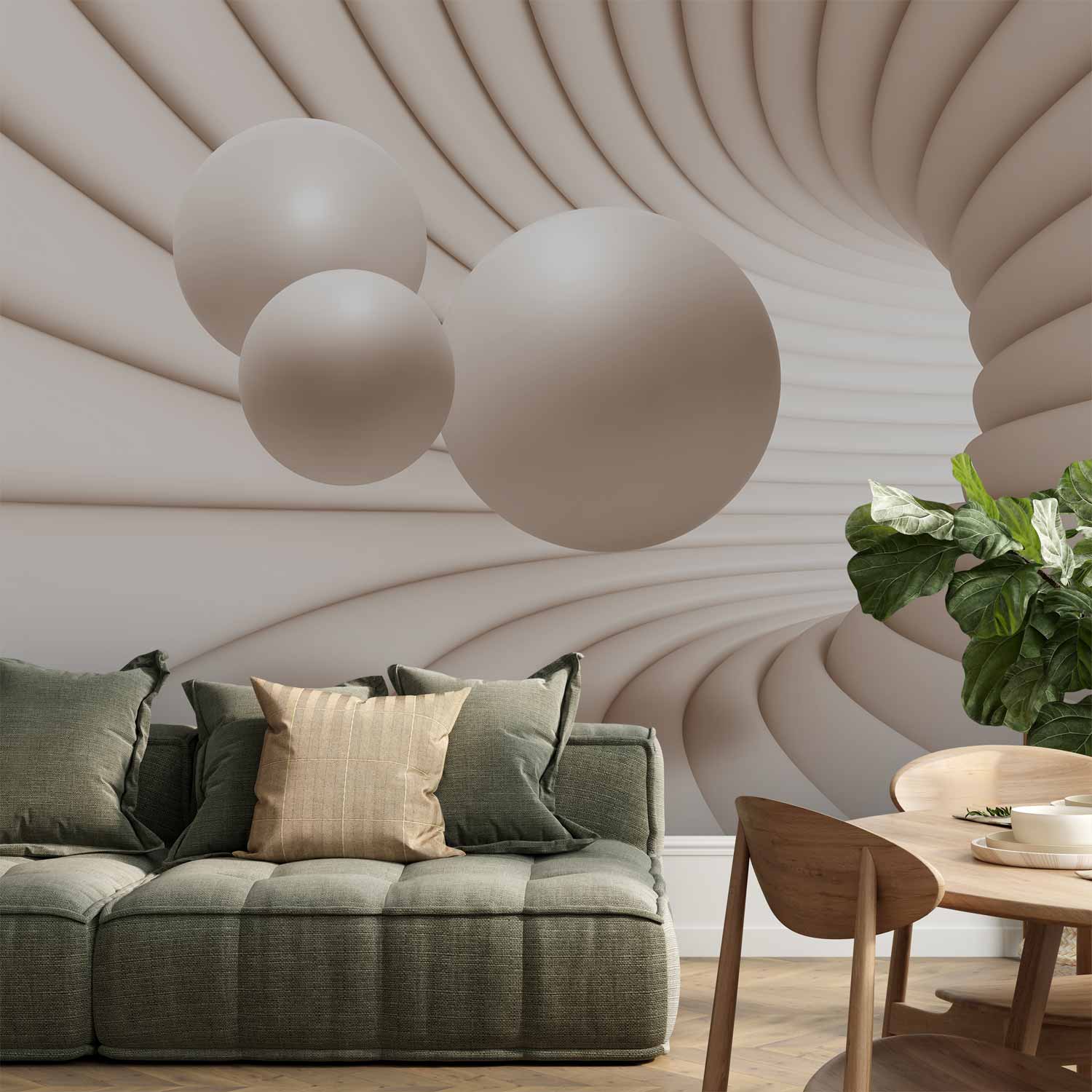 3D Tunnel Sphere Illusion Wall Mural