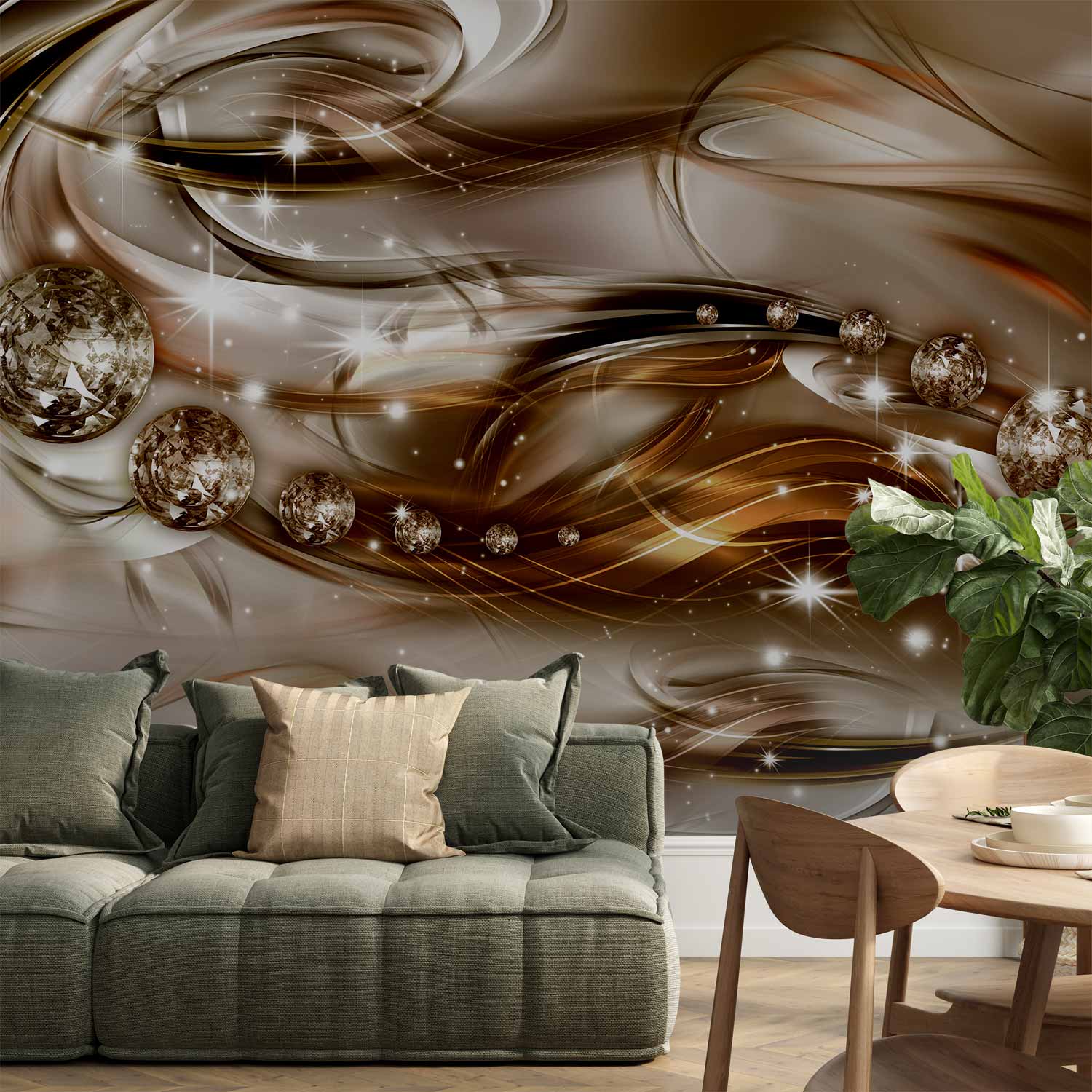 Chocolate Wave Abstract Modern Wall Mural