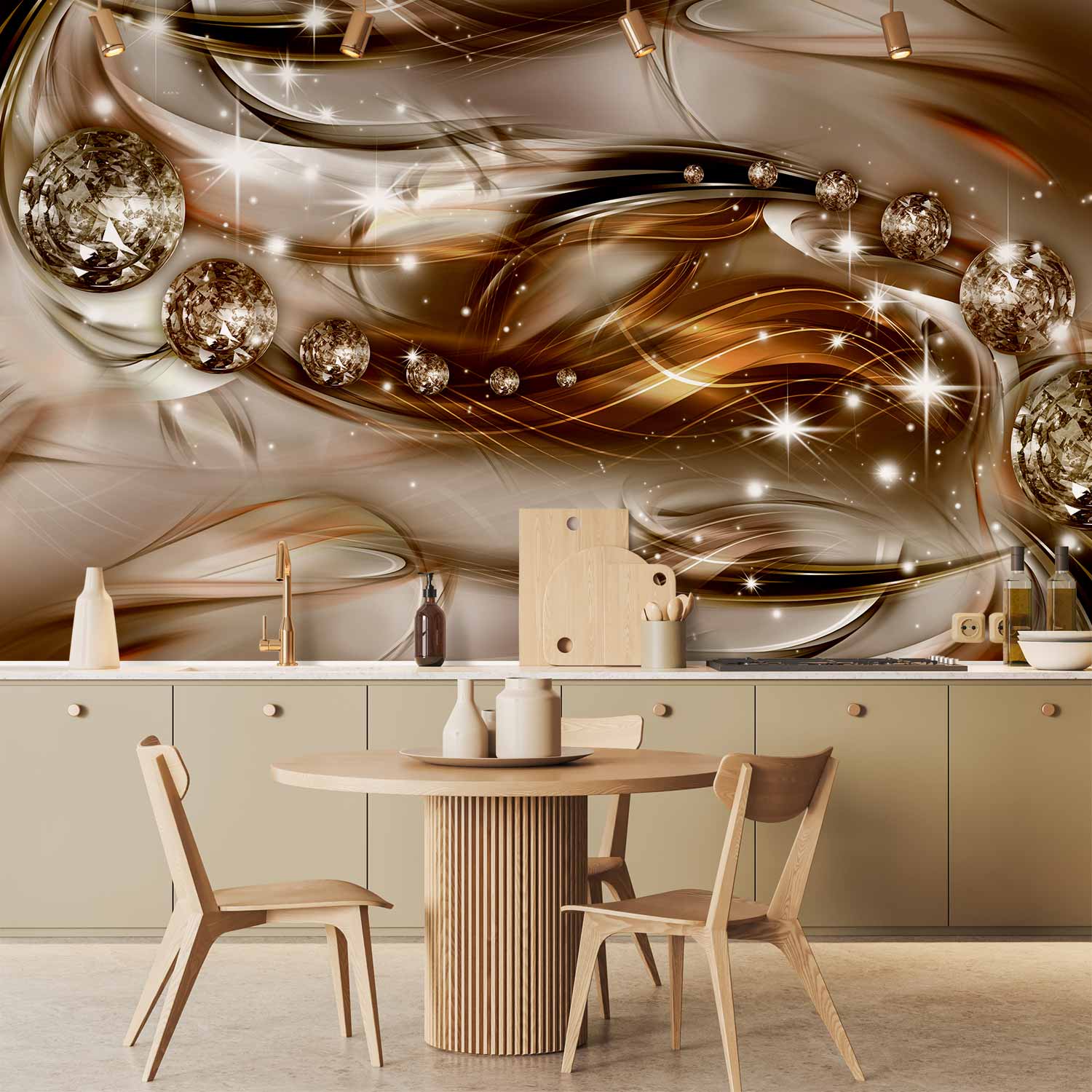Chocolate Wave Abstract Modern Wall Mural