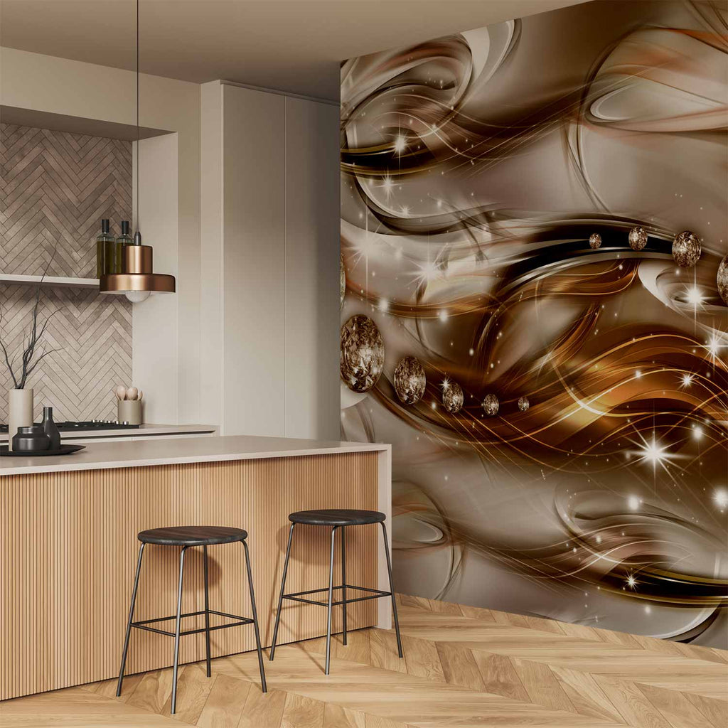 Chocolate Wave Abstract Modern Wall Mural